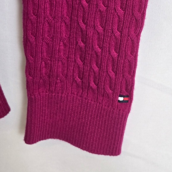 Tommy Hilfiger Boat Neck Cable Knit Sweater, Pink/Gold Accent, Women's Size XL - Picture 11 of 13